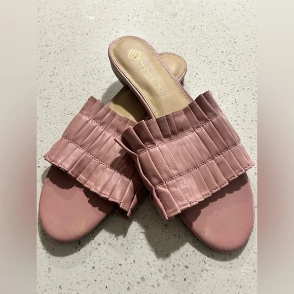 ANTONIO MELANI Pink Cresci Ruffled Mules, size 9.5 - Picture 3 of 4